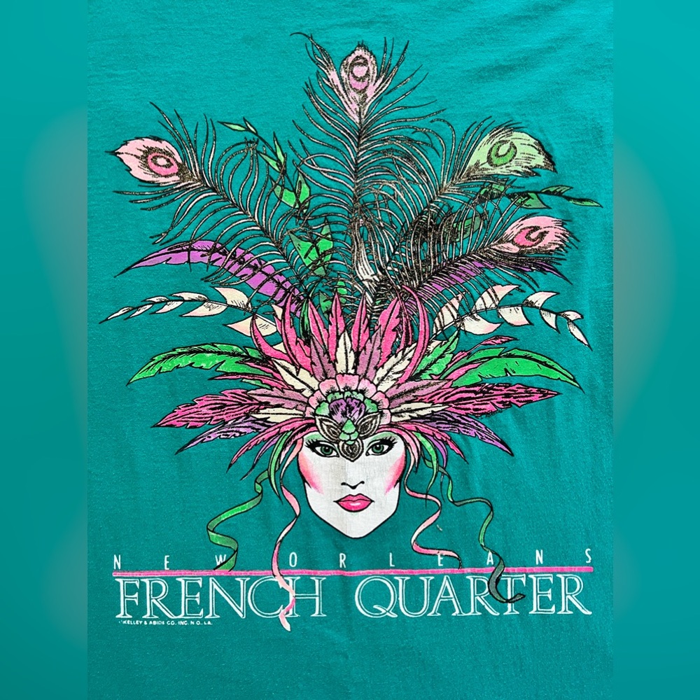 Vintage Early 90s New Orleans Mardi Gras Woman French Quarter Graphic Large
